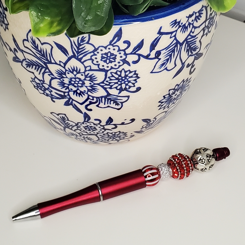 Lady In Red Beaded Pen
